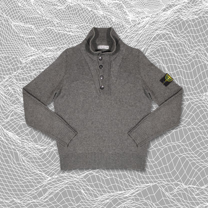 Stone Island Ribbed Knit Quarter Zip Button Over