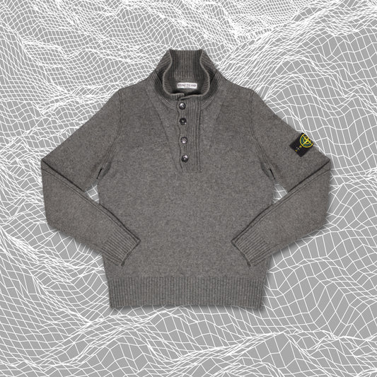 Stone Island Ribbed Knit Quarter Zip Button Over