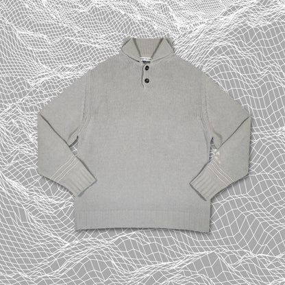 Vintage Stone Island Chunky Spellout Button-Up Knit