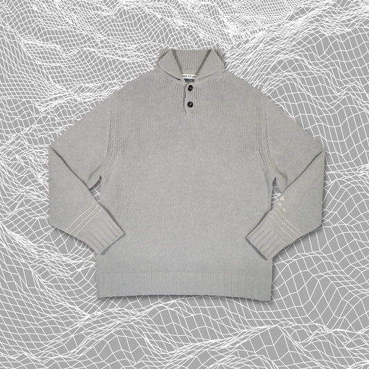 Vintage Stone Island Chunky Spellout Button-Up Knit
